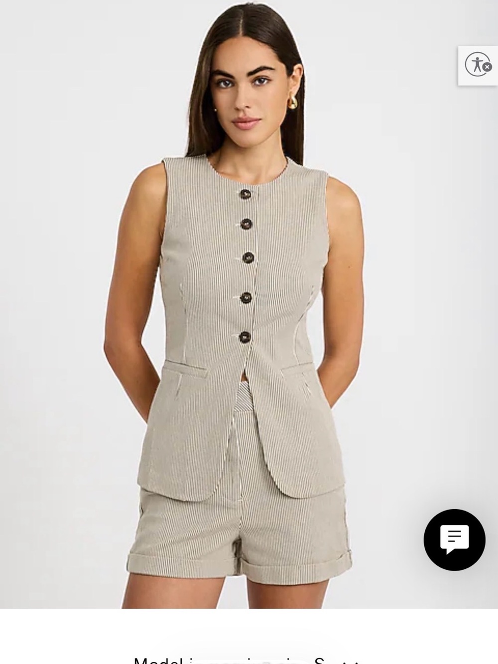Striped Cutaway Blazer Vest in Stretch Cotton